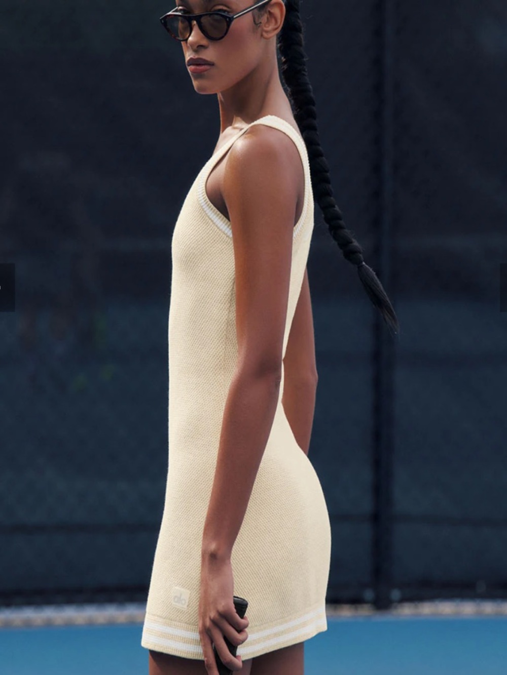 ALO Yoga Muted Yellow Tennis Club Sweater Knit Tank Dress